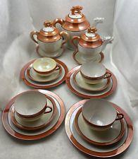 20 PC DRAGON TEA KETTLE SUGAR CREAMER CUPS SAUCERS & PLATES IRIDESCENT JAPAN SET