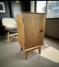 Mid Century Modern Teak Bedside Table Cupboard On Legs Original