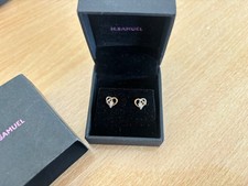 9ct gold and silver - heart, stud