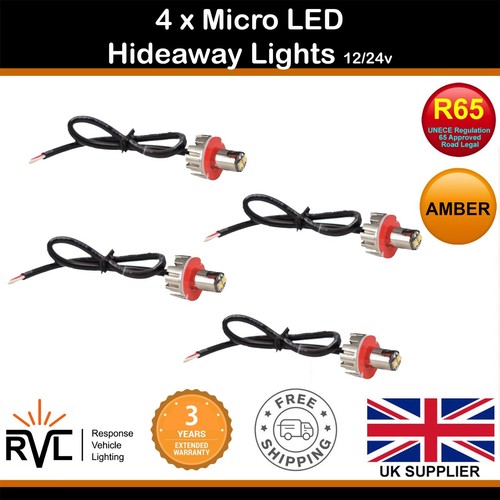 Amber flashing led hideaway - x4,