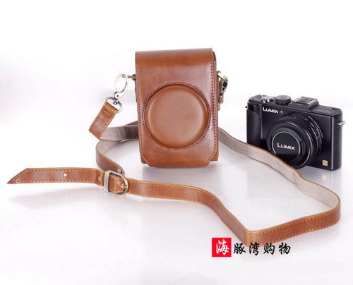 Brown leather camera - camera, case