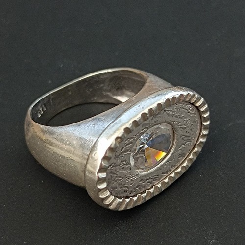 Bold silver signet ring - signet, large