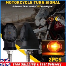 2X Motorcycle Turn Signal Light Amber Indicator Black For Racer Bobber Universal