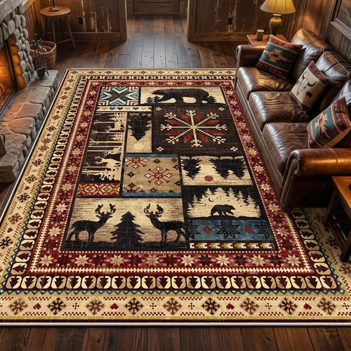 Rustic cabin area rug - rustic, 8x10