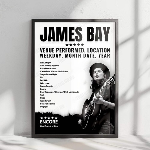James bay setlist poster hmv - bay,