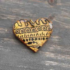 Polymer Clay Heart Pendant /