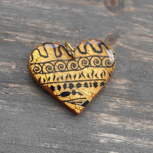 Polymer clay heart pendant - heart, /