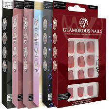W7 Glamorous Salon Nails In An Instant with Glue Pack of 24 *CHOOSE COLOUR*