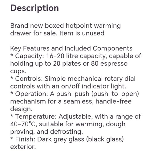Hotpoint warming drawer - warming, drawer.
