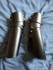 Larp Gems Leather Medieval Gauntlets for Larping / Reenactment One Size Black