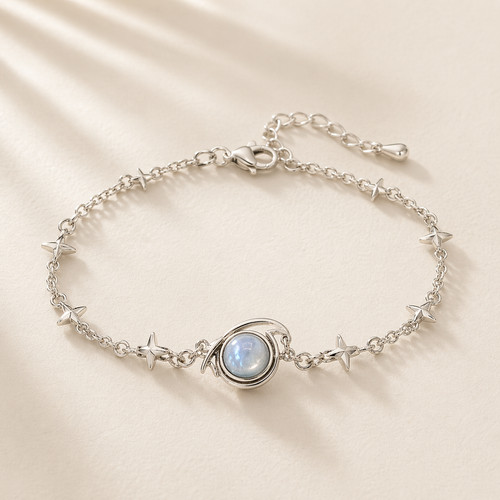 Silver star charm bracelet - charm,
