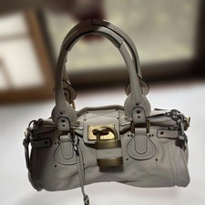 Authentic Chloe Paddington Ivory Leather Handbag Shoulder Bag Padlock & Key Y2K