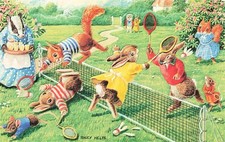 Medici Society Postcard Racey Helps Tennis Animals Collectable Art Card