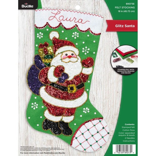 Plaid bucilla glitz santa - plaid, felt