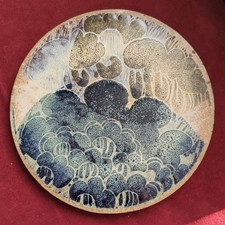 Diana Worthy Crich Pottery Trivet / Tile cork back vintage 