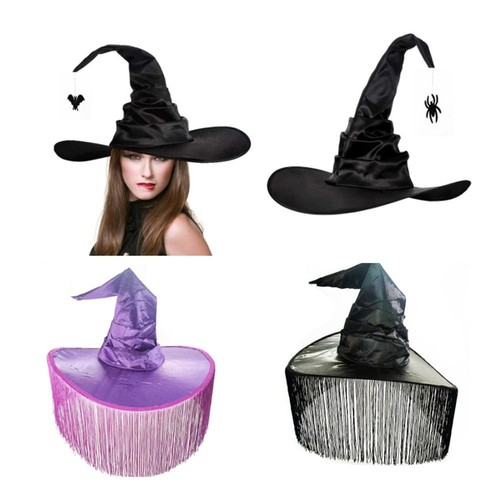 Pleated modern witch hat black - modern,