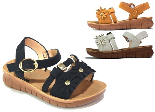 Girls black flower sandals - girls,