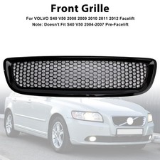 Gloss Black Front Bumper Honeycomb Grille Grill Fit Volvo S40 V50 2008-2012