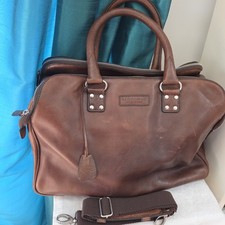 Leather Holdall St George By Duffer Brown 3 Compartment Large Weekend Bag Duffle