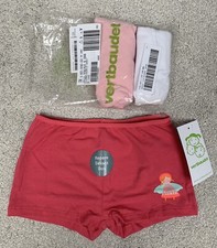 NEW Vertbaudet Girls 100% Cotton 3 Pack Pink Red Shorts Knickers 4-5 5-6 Years