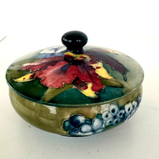 Moorcroft Orchid Green Lidded Bowl Dish Signed Walter Moorcroft 1940s 50s /sr1