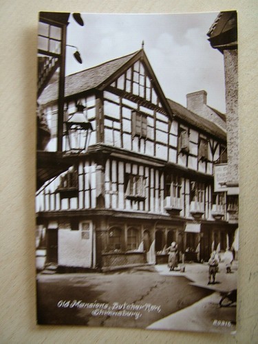 Postcard old mansions - b&w,