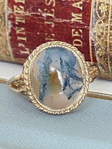 9ct gold moss agate - &,