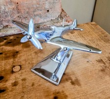 Spitfire Aircraft Desktop Ornament - Aluminium Plane Sculpture 25cm Wingspan New