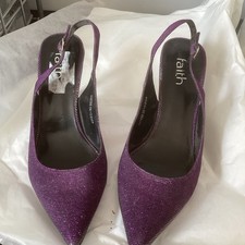 Dune glitter sparkle purple heels shoes sling back pumps uk5