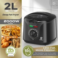 SUPERLEX 2L DEEP FAT FRYER BASKET COMPACT SMALL KITCHEN FISH CHIPS W/ THERMOSTAT