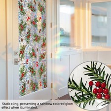 Christmas Red Berry Double Sided Glass Window Sticker Static Cling Decor