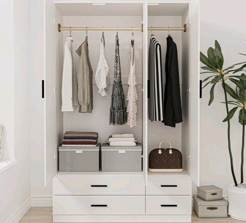 White freestanding wardrobe - white, 3