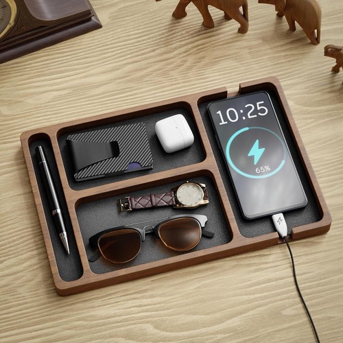 Wooden desktop valet tray - desktop,