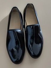 DUKE + DEXTER Smart Black Patent Dress/ Evening Slip On Loafer Shoes Size UK 6/7