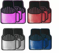 Rubber Car Mats Set To Fit Skoda Fabia Scout With Metallic Coloured Inserts