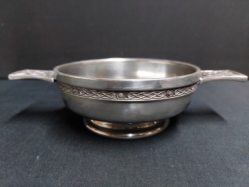 Vintage pewter quaich bowl - pewter,