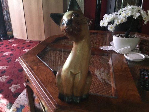 Hand carved wooden cat - carved,