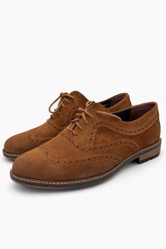 Clarks suede brogue shoes - shoes, tan