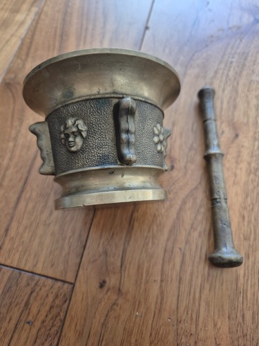 Brass mortar and pestle set - mortar,