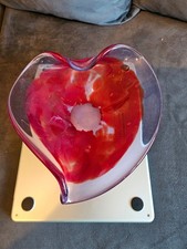 Large Red/clear Heart Shaped Glass Dish
