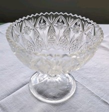 Vintage Pressed Glass Compote Candy Bon Bon  Dish Bowl Pedestal Stemmed 