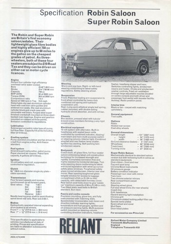 Reliant robin super - reliant,
