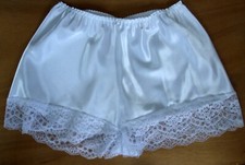 Satin Look size 10-12 French Knickers panties briefs floral lace leg White