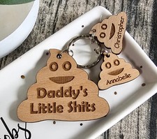 PERSONALISED CHRISTMAS GIFT GIFTS FOR HIM KEYRING DADDY'S LITTLE SHITS GRANDAD