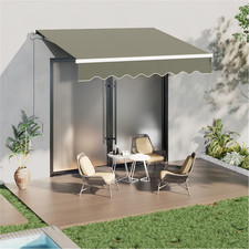 250cm X 200cm Retractable Patio Door Fabric Awning Grey