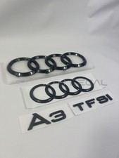 Audi A3 + TFSI GLOSS PREMIUM BLACK BADGE SET FRONT & REAR RINGS UK 2013-2019