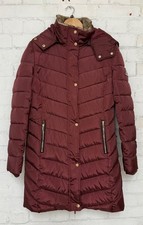 Women's HARVEY & JONES Burgundy Puffer Coat UK 12 - CG C83