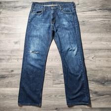 Levi's 569 Loose Straight Fit Jeans Men's W34 L32 Blue Distressed Stretchy 