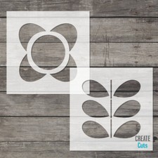 Stem and Flower 2 STENCILS / Kitchen Bathroom Wall Floor Tile Stencil