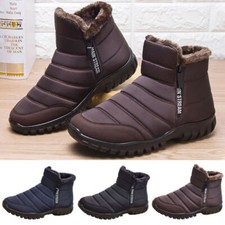 Mens Waterproof Snow Ankle Boots Ladies Winter Warm Shoes Fur Lined Non-slip UK